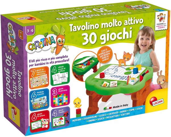 Liscianigiochi- Carotina Tavolino con Giochi educativi, Multicolore, 77458 cirinaro